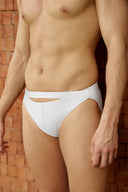 Lowrise cross-over waist swim brief - Blanc