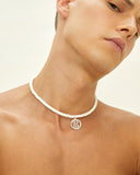 Logo nacklace with disk beads