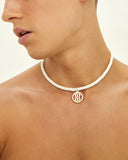 Logo nacklace with disk beads